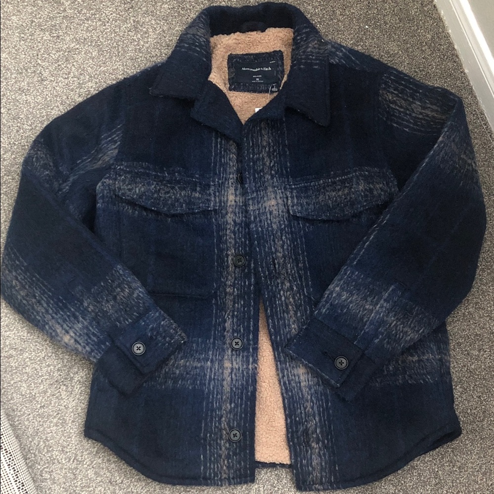 Abercrombie & Fitch Navy Blue Plaid Jacket